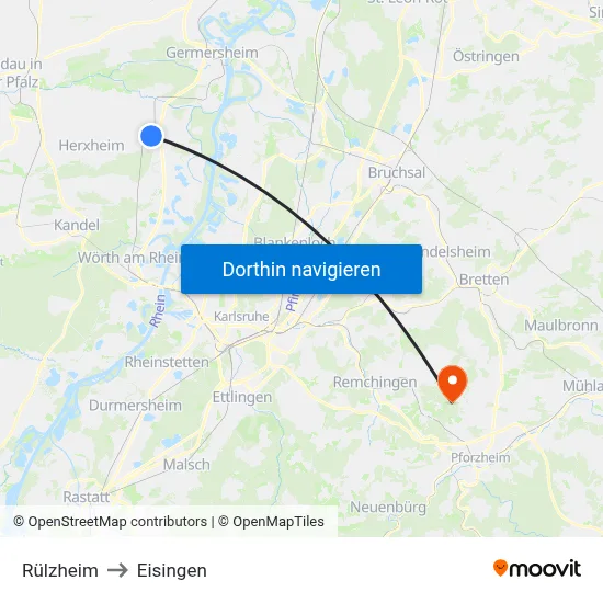 Rülzheim to Eisingen map