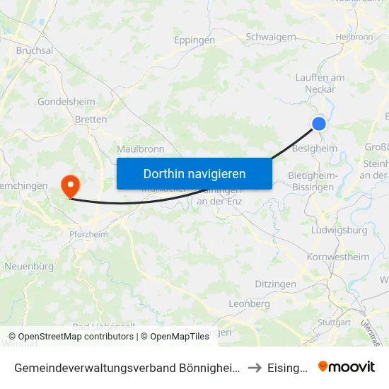 Gemeindeverwaltungsverband Bönnigheim to Eisingen map