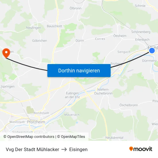 Vvg Der Stadt Mühlacker to Eisingen map