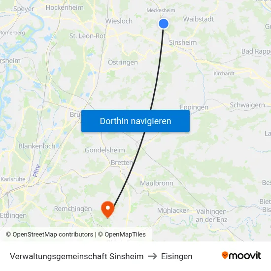Verwaltungsgemeinschaft Sinsheim to Eisingen map