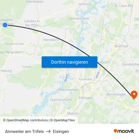 Annweiler am Trifels to Eisingen map