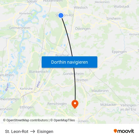 St. Leon-Rot to Eisingen map