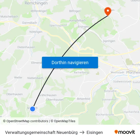 Verwaltungsgemeinschaft Neuenbürg to Eisingen map