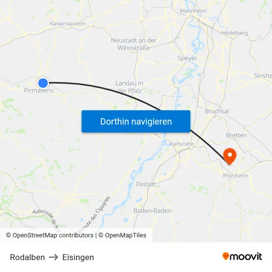 Rodalben to Eisingen map