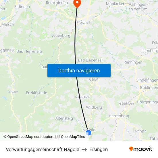 Verwaltungsgemeinschaft Nagold to Eisingen map