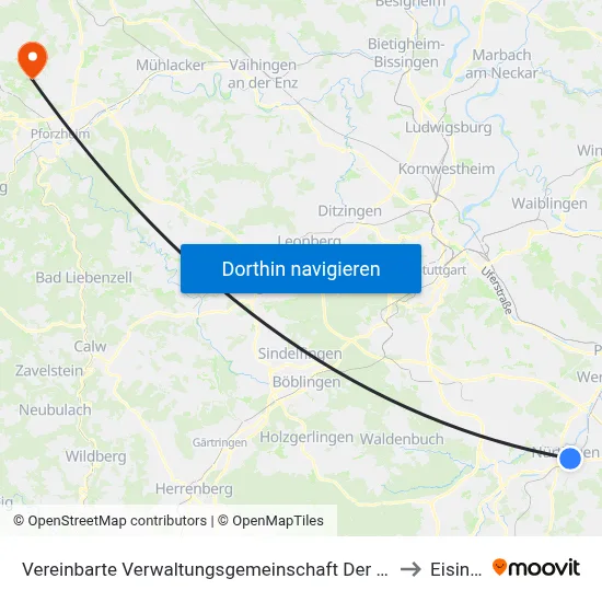 Vereinbarte Verwaltungsgemeinschaft Der Stadt Nürtingen to Eisingen map