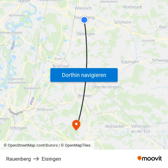 Rauenberg to Eisingen map
