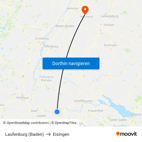 Laufenburg (Baden) to Eisingen map