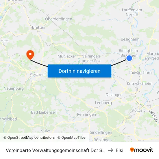 Vereinbarte Verwaltungsgemeinschaft Der Stadt Bietigheim-Bissingen to Eisingen map