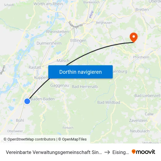 Vereinbarte Verwaltungsgemeinschaft Sinzheim to Eisingen map