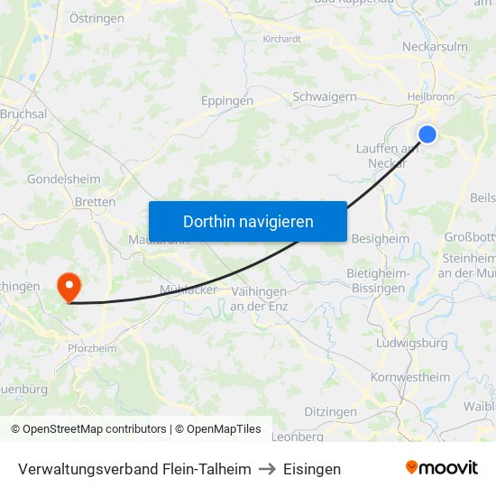 Verwaltungsverband Flein-Talheim to Eisingen map