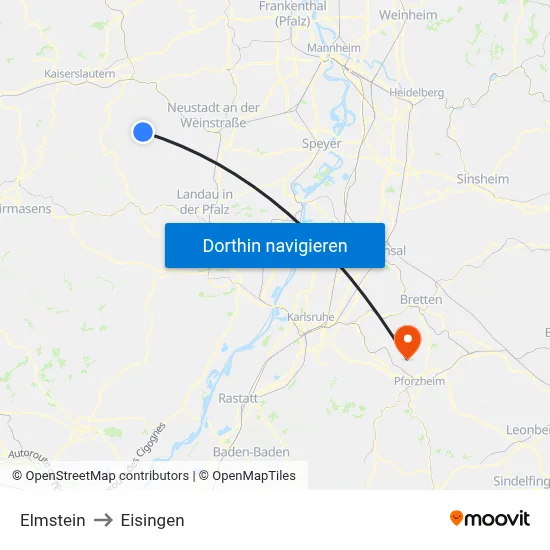 Elmstein to Eisingen map