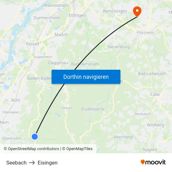 Seebach to Eisingen map