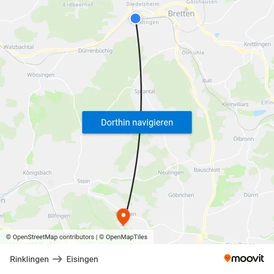 Rinklingen to Eisingen map