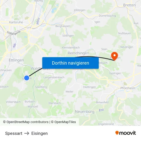 Spessart to Eisingen map