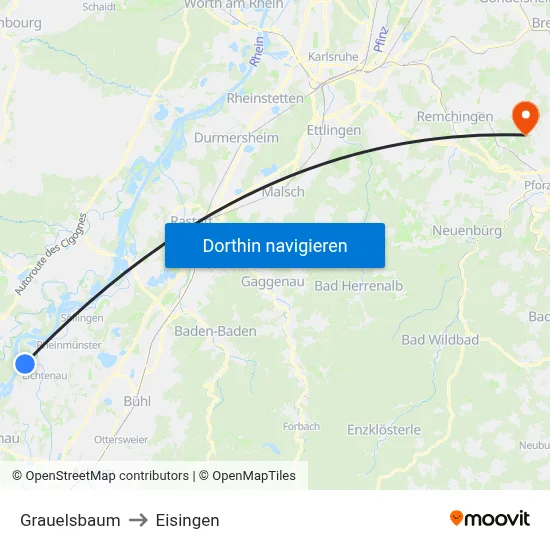 Grauelsbaum to Eisingen map