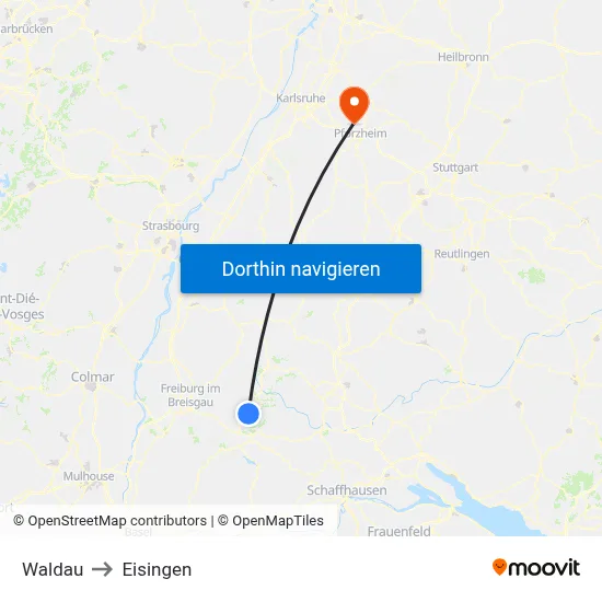 Waldau to Eisingen map
