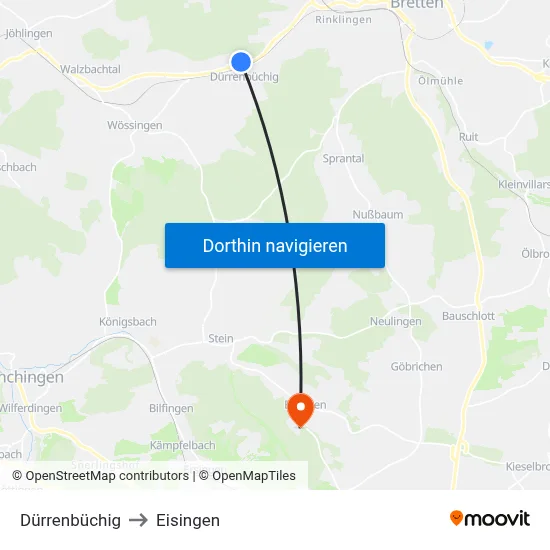 Dürrenbüchig to Eisingen map