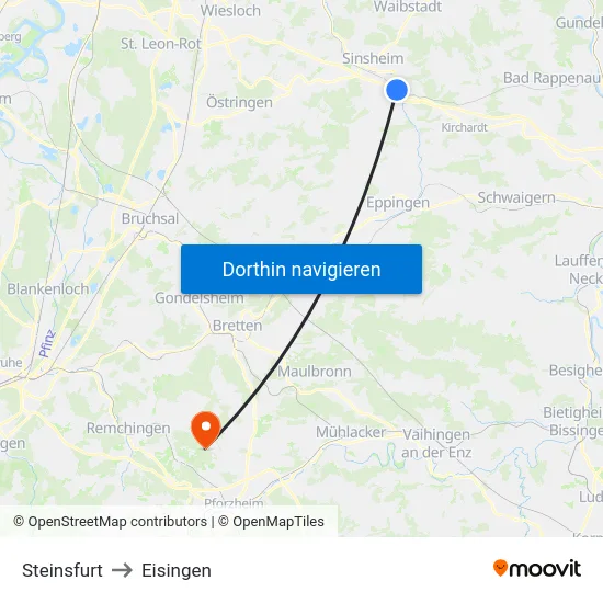 Steinsfurt to Eisingen map