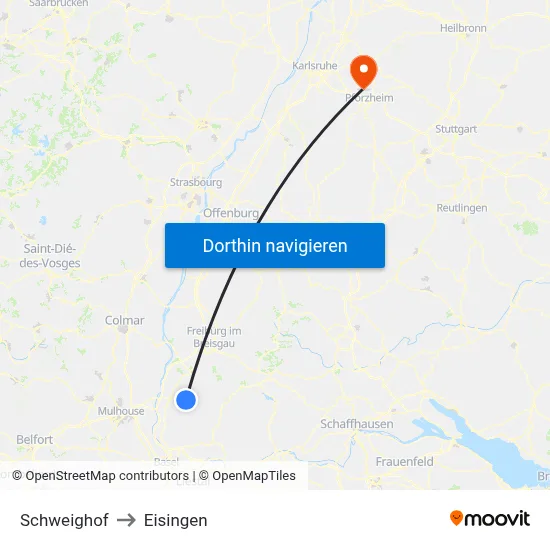 Schweighof to Eisingen map
