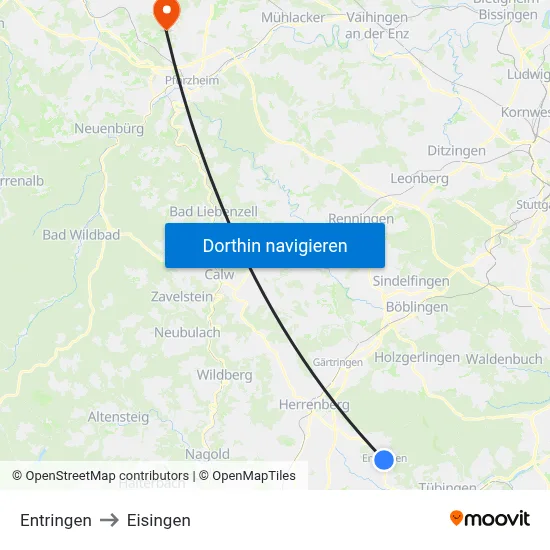 Entringen to Eisingen map