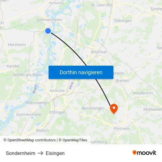 Sondernheim to Eisingen map