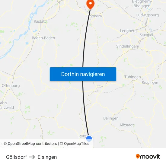 Göllsdorf to Eisingen map