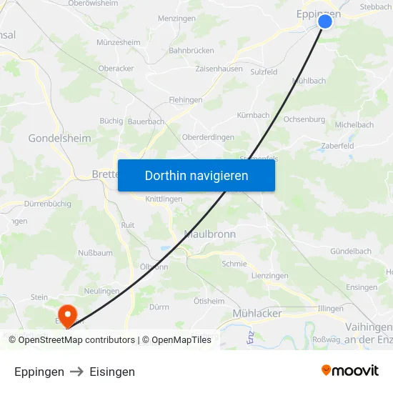 Eppingen to Eisingen map