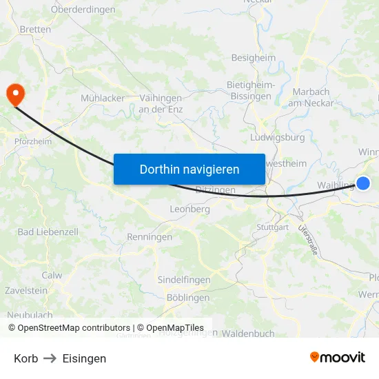 Korb to Eisingen map