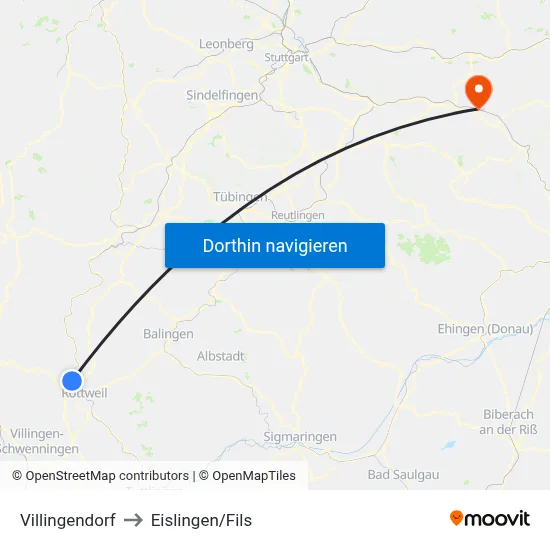 Villingendorf to Eislingen/Fils map
