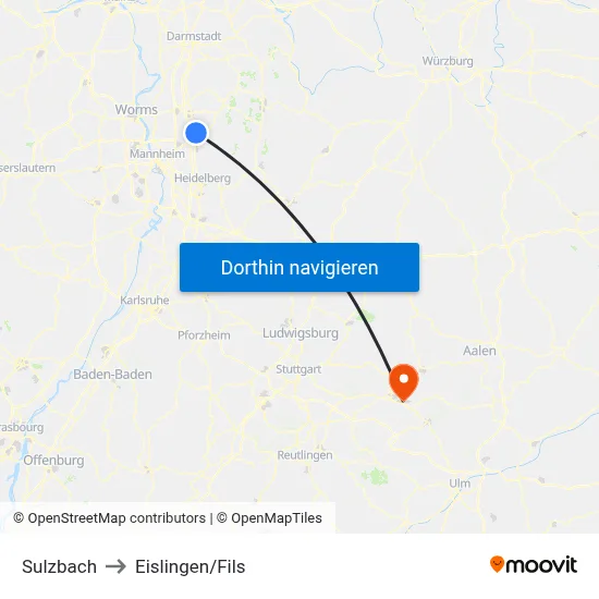 Sulzbach to Eislingen/Fils map