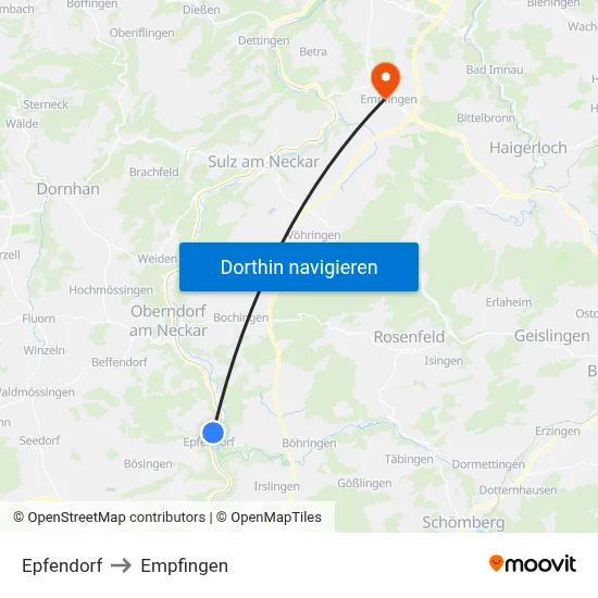 Epfendorf to Empfingen map