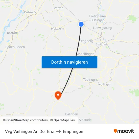 Vvg Vaihingen An Der Enz to Empfingen map