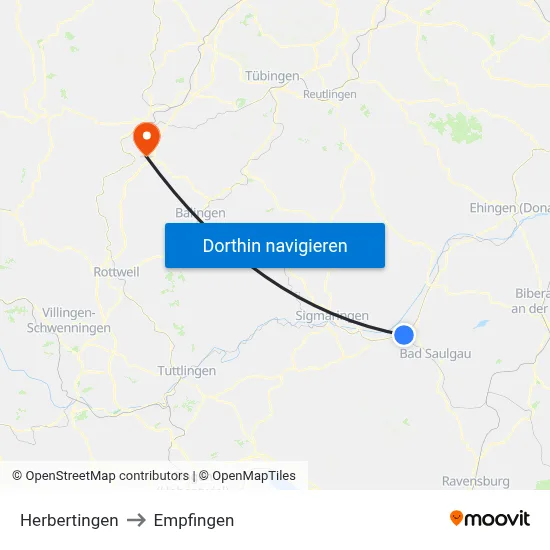 Herbertingen to Empfingen map