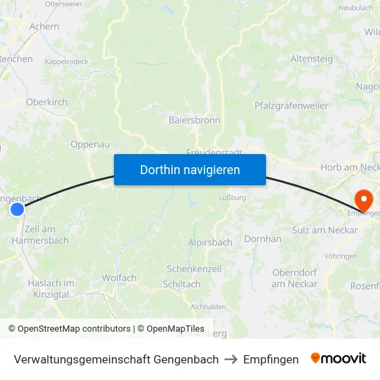 Verwaltungsgemeinschaft Gengenbach to Empfingen map