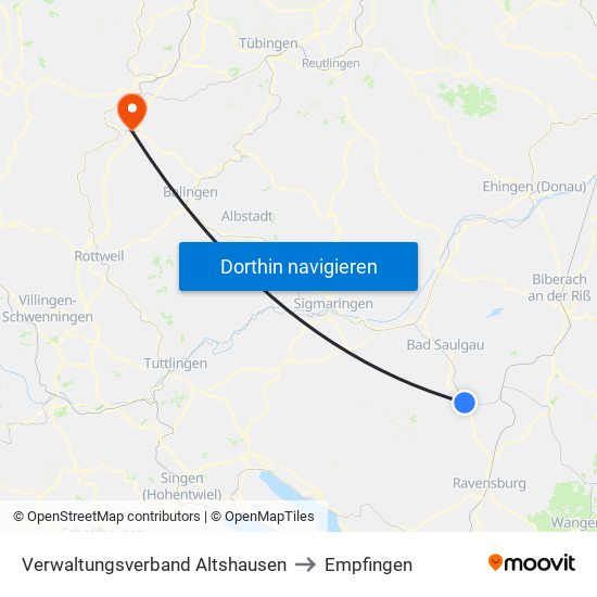 Verwaltungsverband Altshausen to Empfingen map