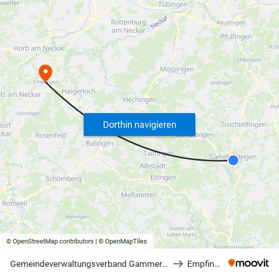 Gemeindeverwaltungsverband Gammertingen to Empfingen map