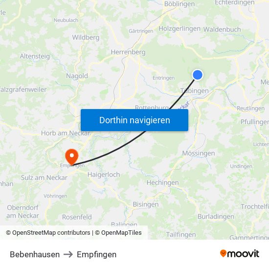 Bebenhausen to Empfingen map