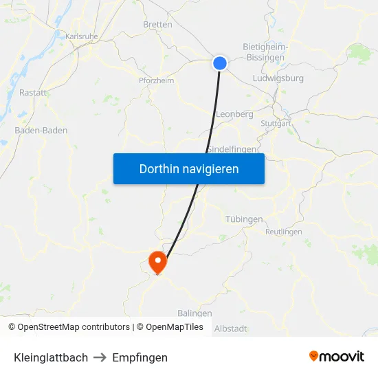 Kleinglattbach to Empfingen map