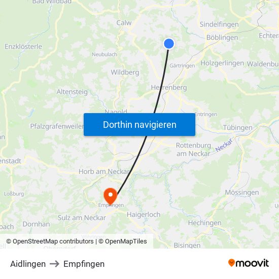 Aidlingen to Empfingen map