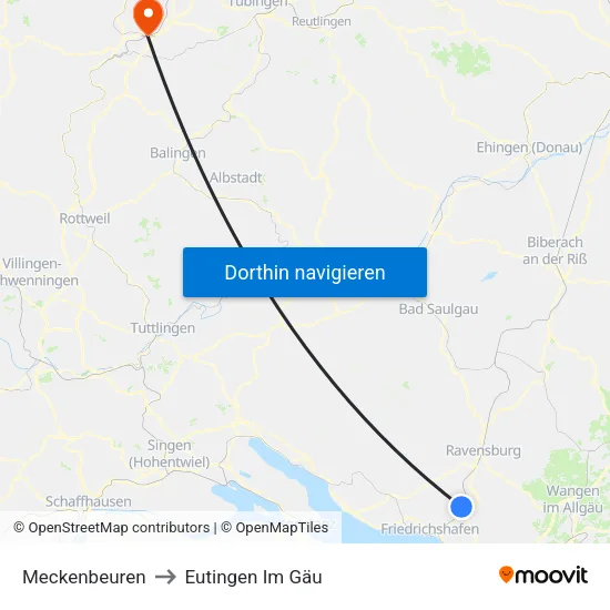 Meckenbeuren to Eutingen Im Gäu map