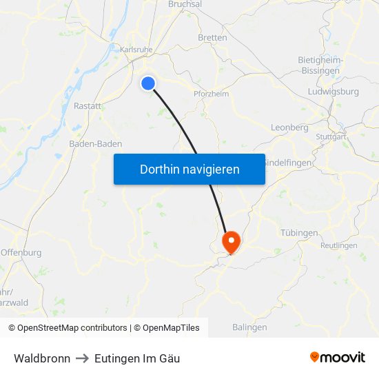 Waldbronn to Eutingen Im Gäu map