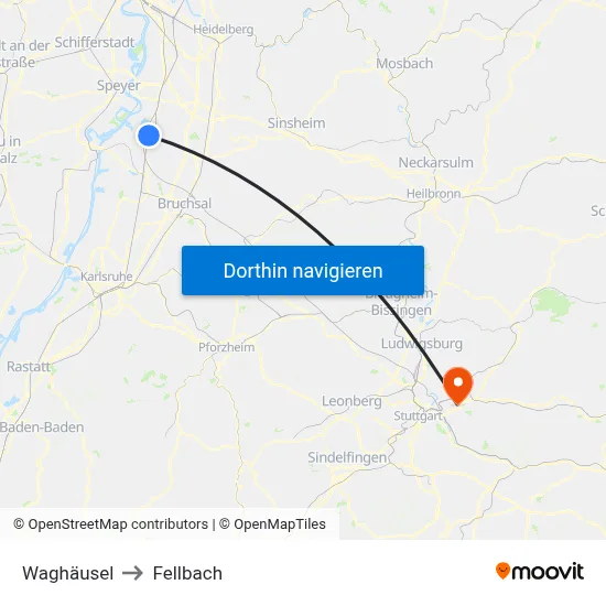 Waghäusel to Fellbach map