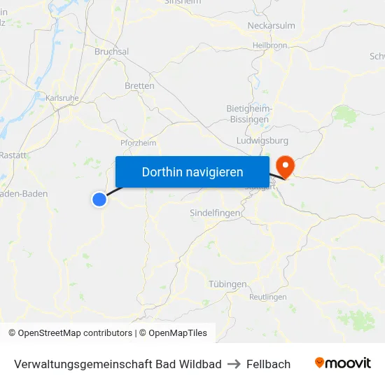 Verwaltungsgemeinschaft Bad Wildbad to Fellbach map