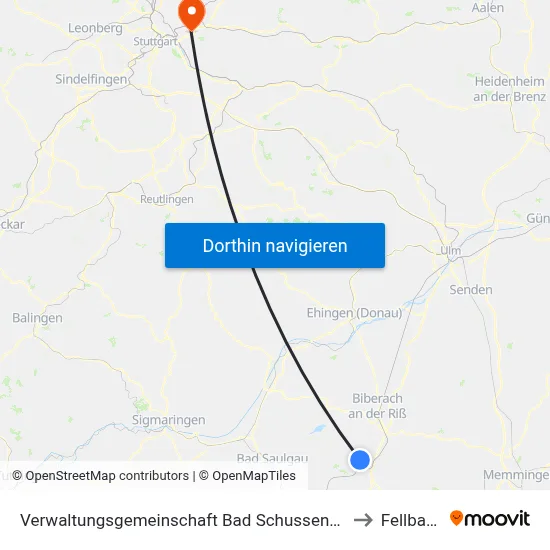 Verwaltungsgemeinschaft Bad Schussenried to Fellbach map
