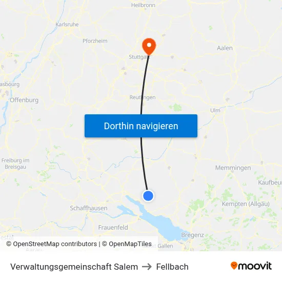 Verwaltungsgemeinschaft Salem to Fellbach map
