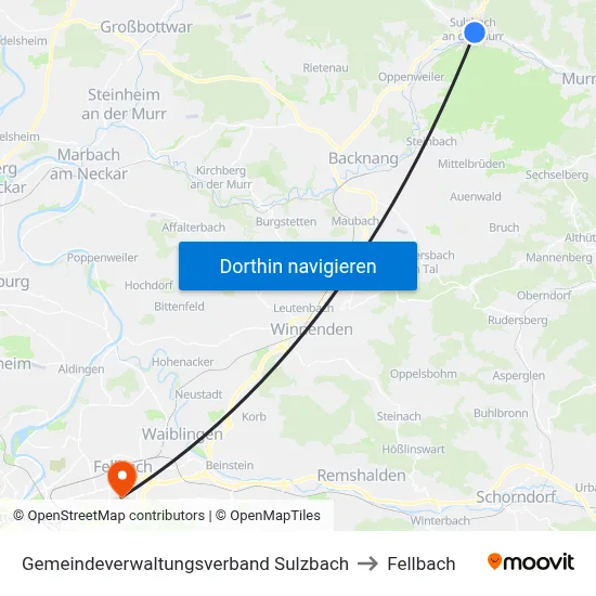 Gemeindeverwaltungsverband Sulzbach to Fellbach map
