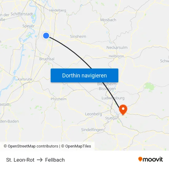 St. Leon-Rot to Fellbach map