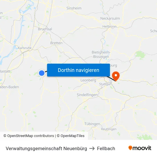 Verwaltungsgemeinschaft Neuenbürg to Fellbach map