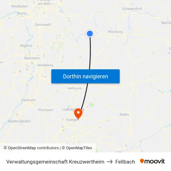 Verwaltungsgemeinschaft Kreuzwertheim to Fellbach map